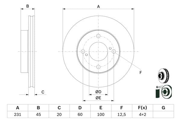 Bosch BD2936 Fren diski; ön küçük görsel 5