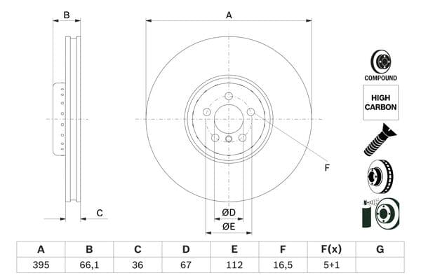 Bosch BD2957 Fren diski; ön küçük görsel 5