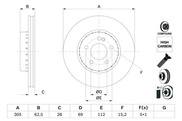 Bosch BD2998 Fren diski; ön küçük görsel 5