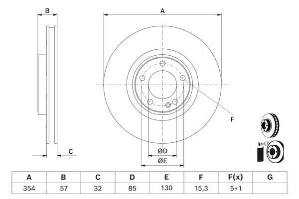 Bosch BD3153 Fren diski; ön küçük görsel 5