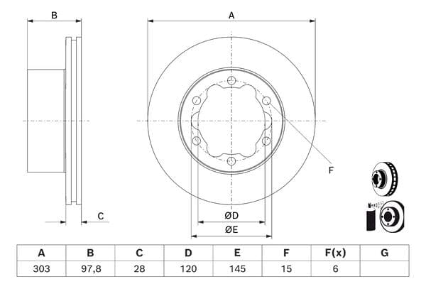Bosch BD3163 Fren diski; arka küçük görsel 5