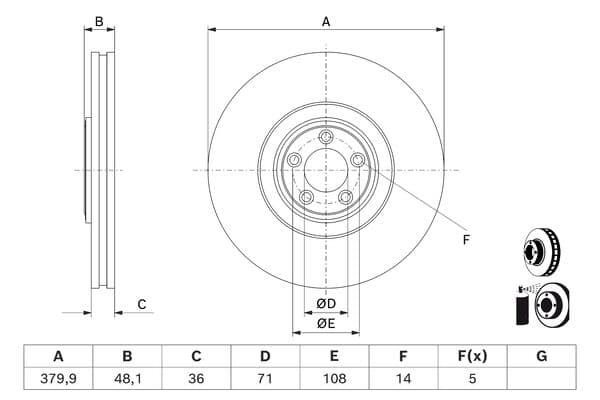 Bosch BD3177 Fren diski; ön küçük görsel 5