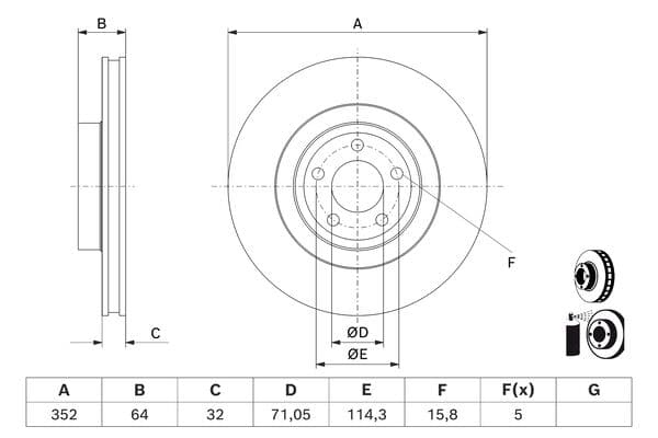 Bosch BD3182 Fren diski; ön küçük görsel 5