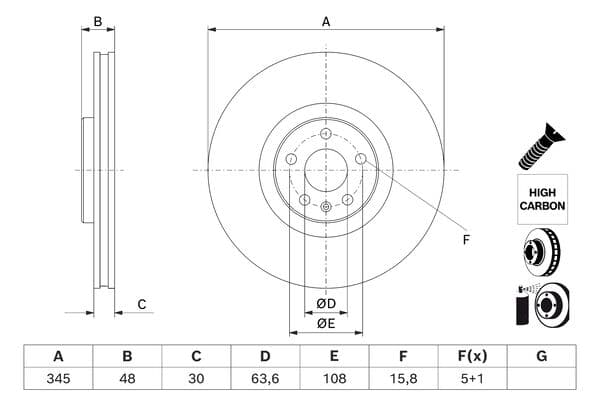 Bosch BD3191 Fren diski; ön küçük görsel 5