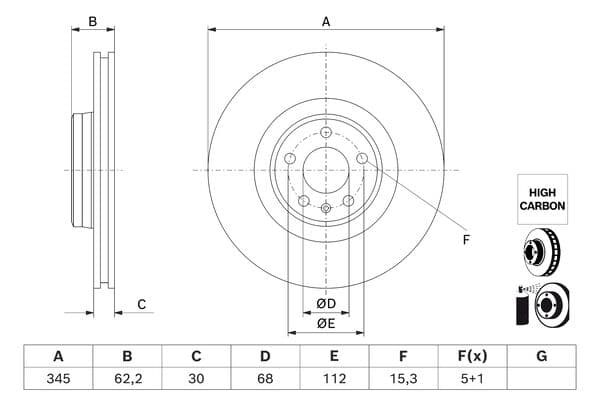 Bosch BD3242 Fren diski; ön küçük görsel 5