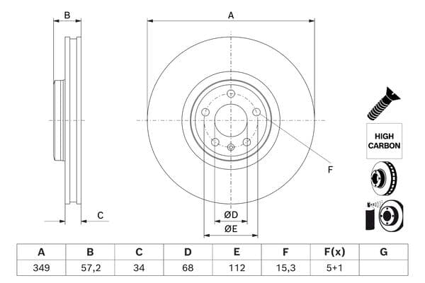 Bosch BD3243 Fren diski; ön küçük görsel 5