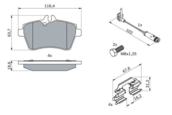 Bosch BP997 Diskli fren balatası seti; ön küçük görsel 5