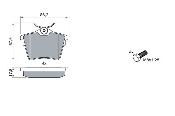 Bosch BP1005 Diskli fren balatası seti; arka küçük görsel 5