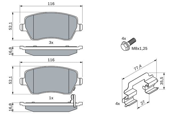 Bosch BP1071 Diskli fren balatası seti; ön küçük görsel 5