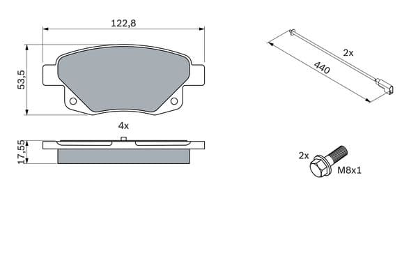 Bosch BP1082 Diskli fren balatası seti; arka küçük görsel 5