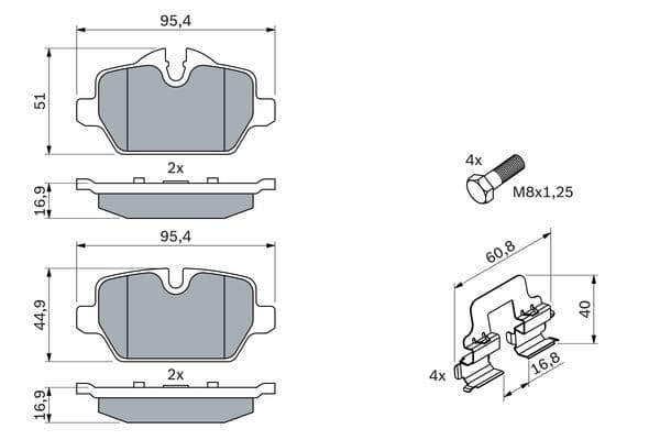 Bosch BP1181 Diskli fren balatası seti; arka küçük görsel 5