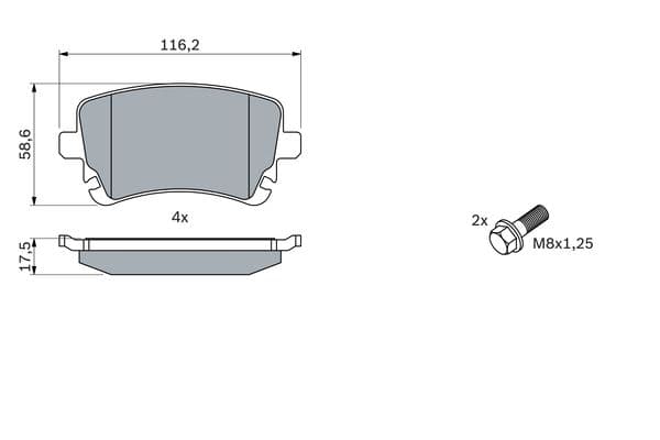 Bosch BP1235 Diskli fren balatası seti; arka küçük görsel 7