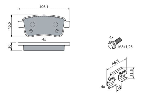 Bosch BP1292 Diskli fren balatası seti; arka küçük görsel 7