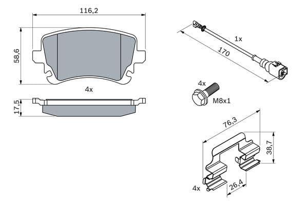Bosch BP1018 Diskli fren balatası seti; arka küçük görsel 5