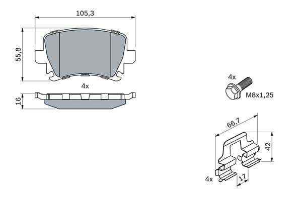 Bosch BP2698 Diskli fren balatası seti; arka küçük görsel 7