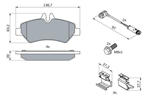 Bosch BP2647 Diskli fren balatası seti; arka küçük görsel 5
