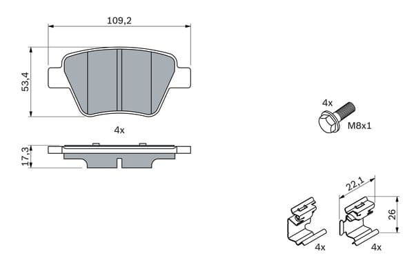 Bosch BP1338 Diskli fren balatası seti; arka küçük görsel 5