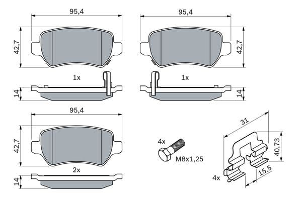 Bosch BP2688 Diskli fren balatası seti; arka küçük görsel 5