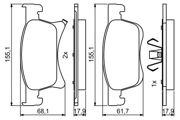 Bosch BP1997 Diskli fren balatası seti; ön küçük görsel 7