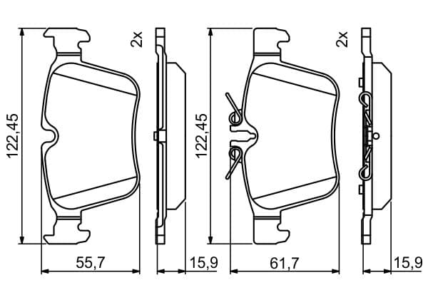Bosch BP1767 Diskli fren balatası seti; arka küçük görsel 7