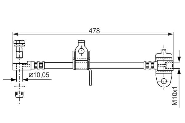 Bosch BH962 Sağ fren boru hortumu; ön küçük görsel 5