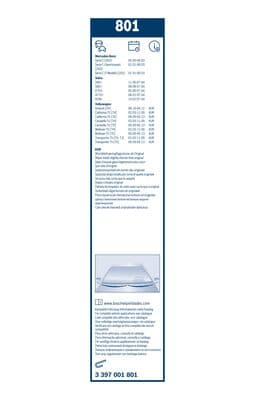 Bosch 801 Silecek lastiği, set küçük görsel 6