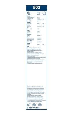 Bosch 803 Silecek lastiği, set küçük görsel 2