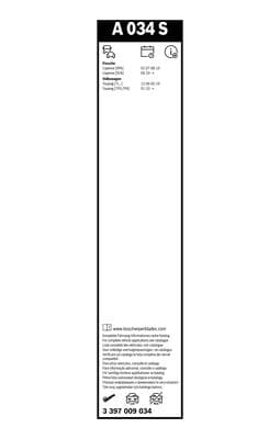 Bosch A 034 S Aerotwin silecek, Set küçük görsel 7