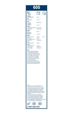 Bosch 605 Silecek lastiği, set küçük görsel 6