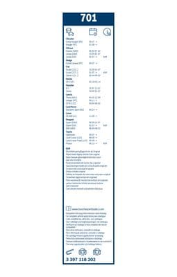Bosch 701 Silecek lastiği, set küçük görsel 6