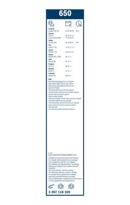 Bosch 650 Silecek lastiği, set küçük görsel 6