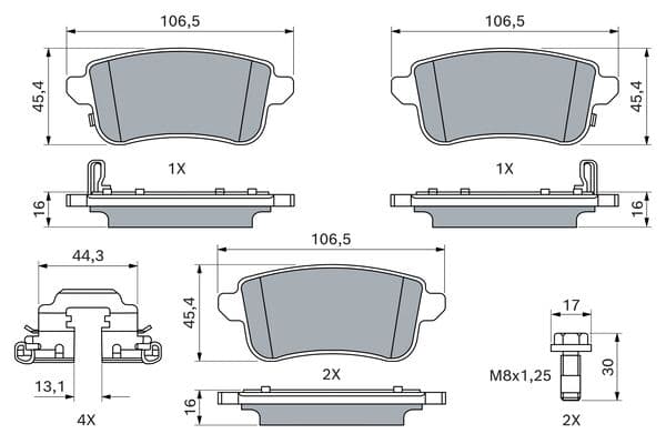 Bosch BP3010 Diskli fren balatası seti; arka 1